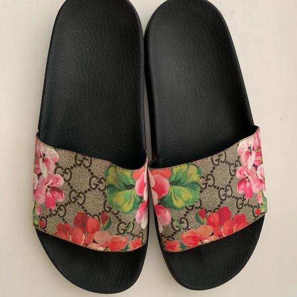 gucci floral pool slides